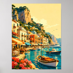 Capri Italy Marina Grande Harbor Souvenir Poster