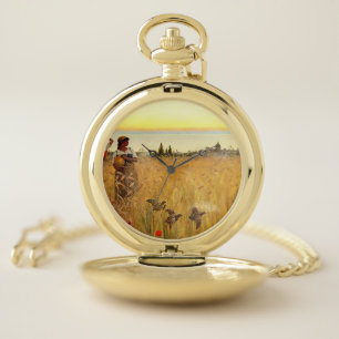 Capri Italy Ocean Woman Birds Field Pocket Watch