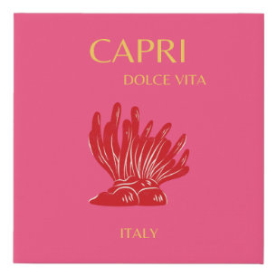 Capri, Italy, Pink Faux Canvas Print