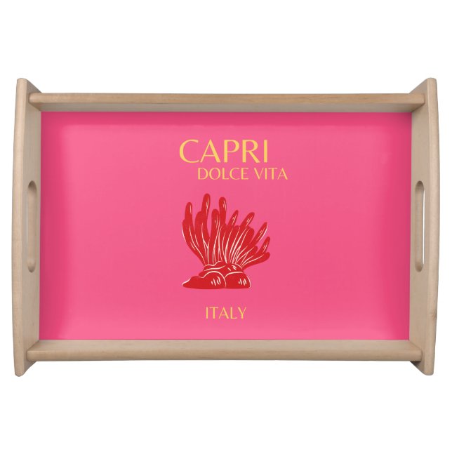Capri, Italy, Pink Serving Tray (Front)