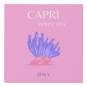 Capri, Italy, Preppy, Pink Faux Canvas Print