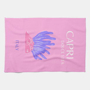 Capri, Italy, Preppy, Pink Kitchen Towel