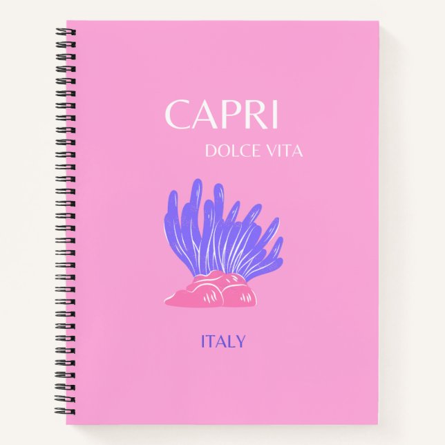 Capri, Italy, Preppy, Pink Notebook (Front)