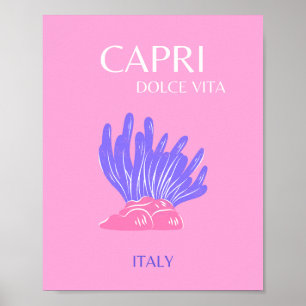 Capri, Italy, Preppy, Pink Poster