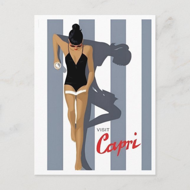Capri Italy Retro Inspired Holiday Travel Postcard (Front)