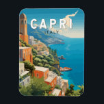 Capri Italy Travel Art Vintage Magnet<br><div class="desc">Capri retro vector travel design. Capri,  an island in Italy’s Bay of Naples,  is famed for its rugged landscape.</div>