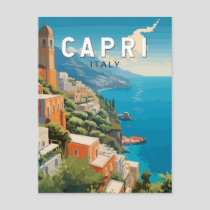 Capri Italy Travel Art Vintage Postcard