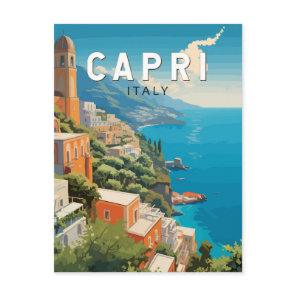 Capri Italy Travel Art Vintage Postcard
