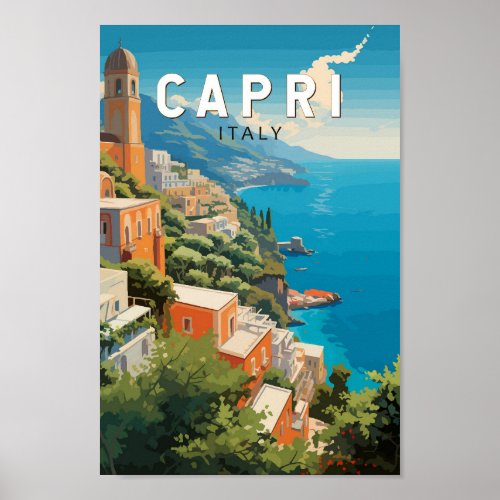 Capri Italy Travel Art Vintage Poster