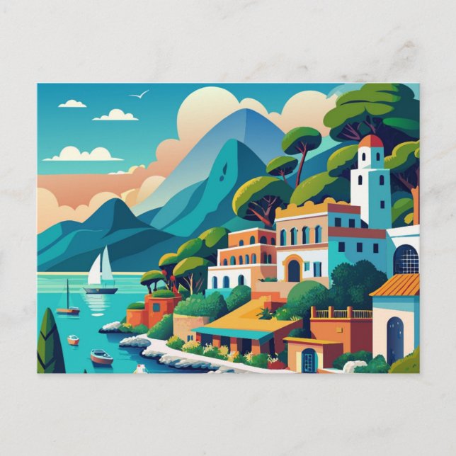 Capri Italy Travel Vintage Stylist Postcard (Front)