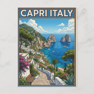 Capri Italy Vintage Anime Travel Postcard