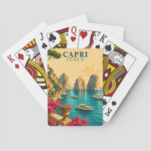Capri Italy Vintage Travel Faraglioni Sea Stacks Poker Cards