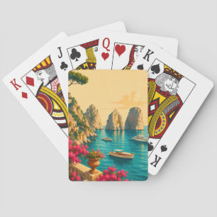 Capri Italy Vintage Travel Faraglioni Sea Stacks Poker Cards