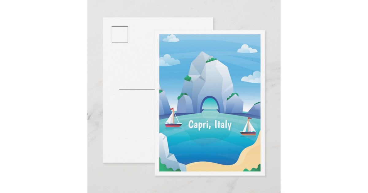 Capri Italy Vintage Travel Illustration Postcard | Zazzle
