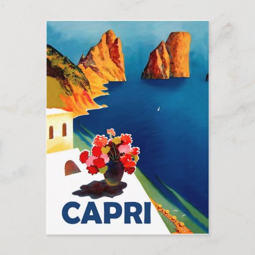 Capri Italy Vintage travel Postcard