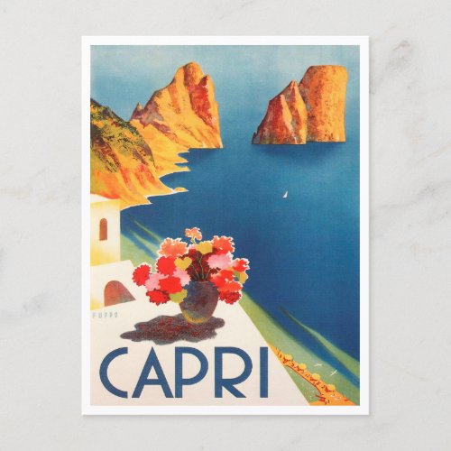 Capri italy Vintage Travel Postcard