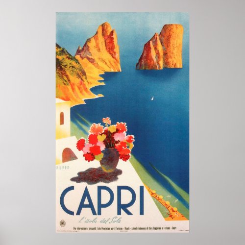 Capri italy Vintage Travel Poster