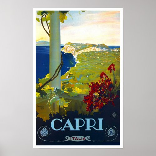 Capri Italy vintage travel Poster