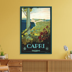 Capri, Italy, Vintage Travel Poster Art Italia Canvas Print