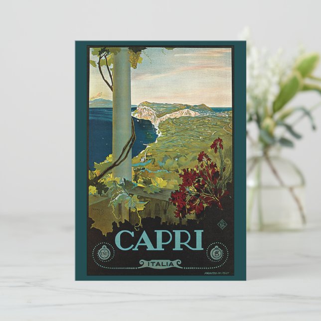 Capri, Italy, Vintage Travel Poster Art Italia Invitation (Standing Front)