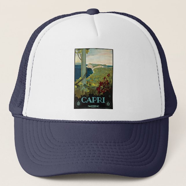 Capri, Italy, Vintage Travel Poster Art Italia Trucker Hat (Front)