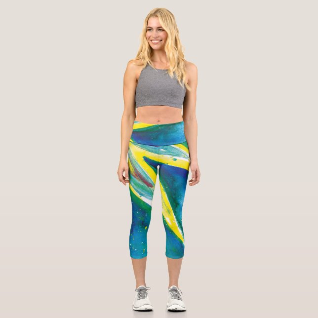 Capri Leggings in Star Burst Blue (Front)