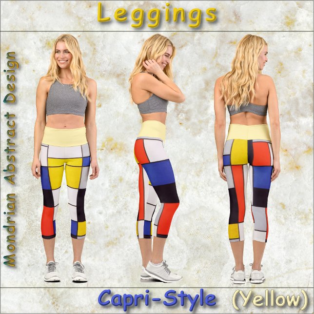 CAPRI LEGGINGS -Mondrian Abstract - Primary Colors (Creator Uploaded)