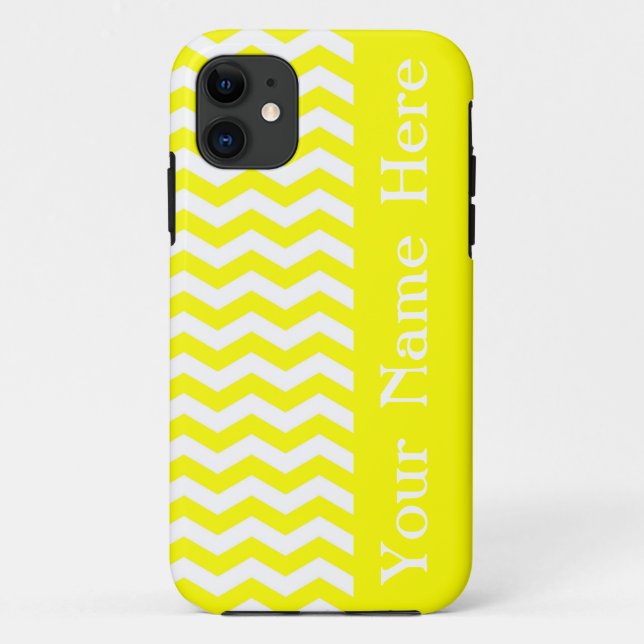 Capri Lemon Wave Chevron with name Case-Mate iPhone Case (Back)