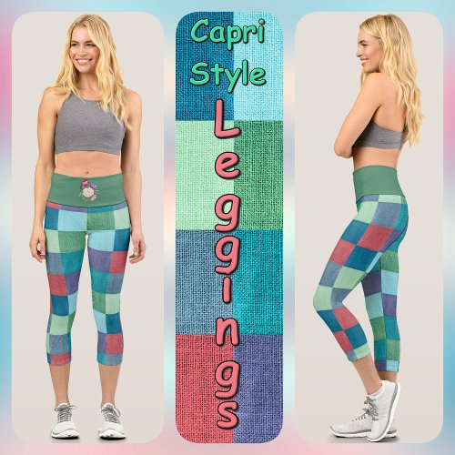 CAPRI STYLE LEGGINGS _ Color Patchwork  Green