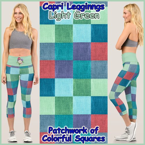 CAPRI STYLE LEGGINGS _ Color Patchwork  Lt Green