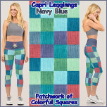 CAPRI STYLE LEGGINGS - Color Patchwork   Navy<br><div class="desc">(* NOTE *: The floral image(s) on the waistband may be removed, changed to an image of your choice, or custom text.) A patchwork-style image of Color Squares is featured on these colorful Capri Style Leggings. Available in five women's sizes (XS, S, M, L, XL). See "About This Product" description...</div>