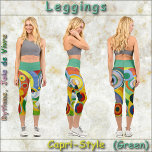 CAPRI STYLE LEGGINGS - "Rythme" - Abstract   Green<br><div class="desc">An abstract art image entitled "Rythme, Joie de vivre" (1912) by Robert Delaunay is featured on these colorful Capri Style Leggings. Available in five women's sizes (XS, S, M, L, XL). See "About This Product" description below for general sizing and product info. The abstract image covers the entire pair by...</div>