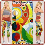 CAPRI STYLE LEGGINGS - "Rythme" - Abstract   Red<br><div class="desc">An abstract art image entitled "Rythme, Joie de vivre" (1912) by Robert Delaunay is featured on these colorful Capri Style Leggings. Available in five women's sizes (XS, S, M, L, XL). See "About This Product" description below for general sizing and product info. The abstract image covers the entire pair by...</div>