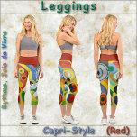 CAPRI STYLE LEGGINGS - "Rythme" - Abstract   Red<br><div class="desc">An abstract art image entitled "Rythme, Joie de vivre" (1912) by Robert Delaunay is featured on these colorful Capri Style Leggings. Available in five women's sizes (XS, S, M, L, XL). See "About This Product" description below for general sizing and product info. The abstract image covers the entire pair by...</div>