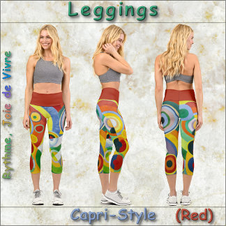 CAPRI STYLE LEGGINGS - "Rythme" - Abstract + Red
