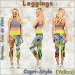 CAPRI STYLE LEGGINGS - "Rythme" -Abstract   Yellow<br><div class="desc">An abstract art image entitled "Rythme, Joie de vivre" (1912) by Robert Delaunay is featured on these colorful Capri Style Leggings. Available in five women's sizes (XS, S, M, L, XL). See "About This Product" description below for general sizing and product info. The abstract image covers the entire pair by...</div>