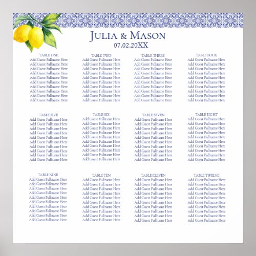 Capri Tile Coll  Square Wedding Seating Chart