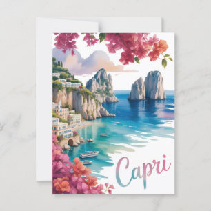 Capri watercolor postcard