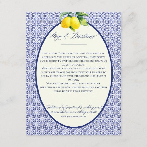 Capri Wedding MapDirections Card