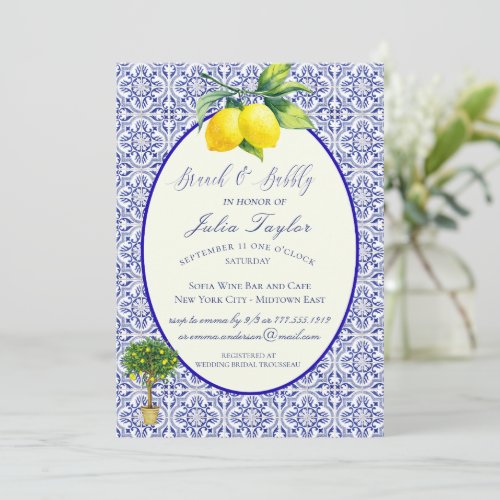 Capri  Wedding Tile Brunch  Bubbly Invitation