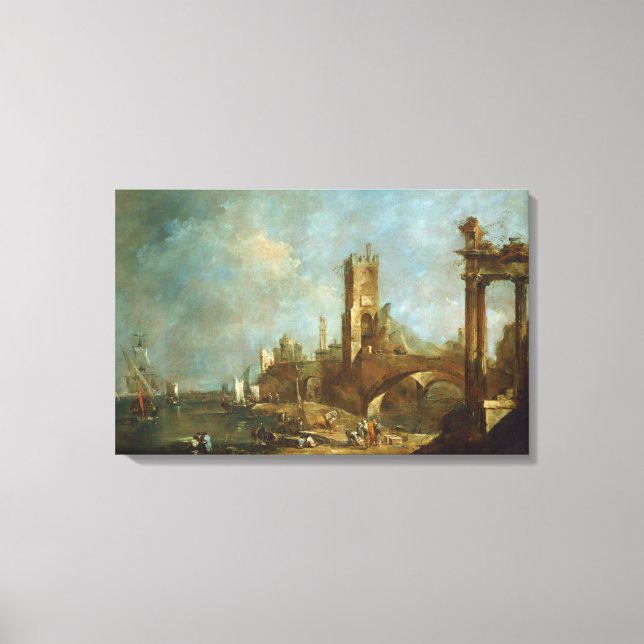 Capriccio of a Harbor Canvas Print (Front)