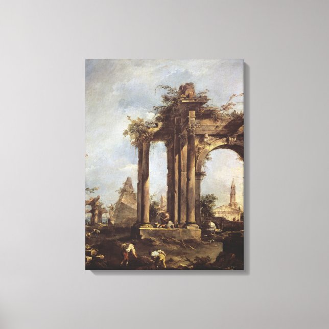 Capriccio with Roman Ruins, a Pyramid and Canvas Print (Front)
