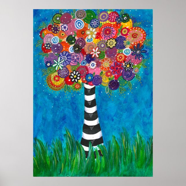 Capricious Happy Colorful Tree Original Artwork Poster (Front)