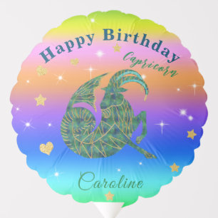 Capricorn 1st Birthday Photo Rainbow Balloon