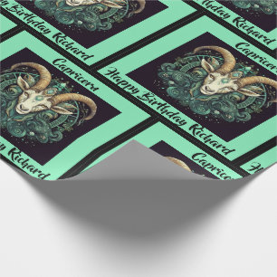 Capricorn Add Name Birthday Zodiac Gift Wrapping Paper