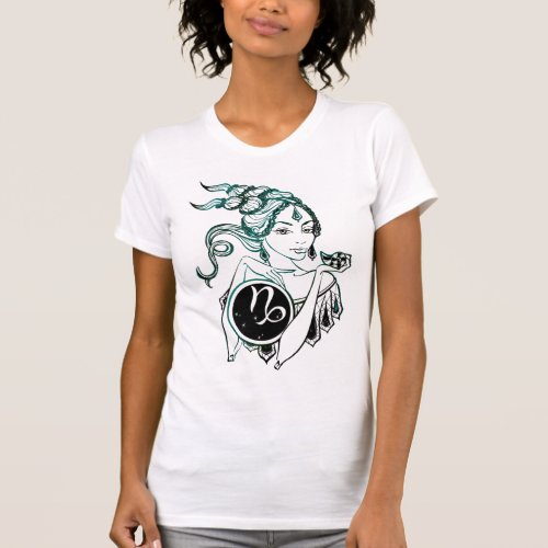 Capricorn Art Deco Lady T_Shirt