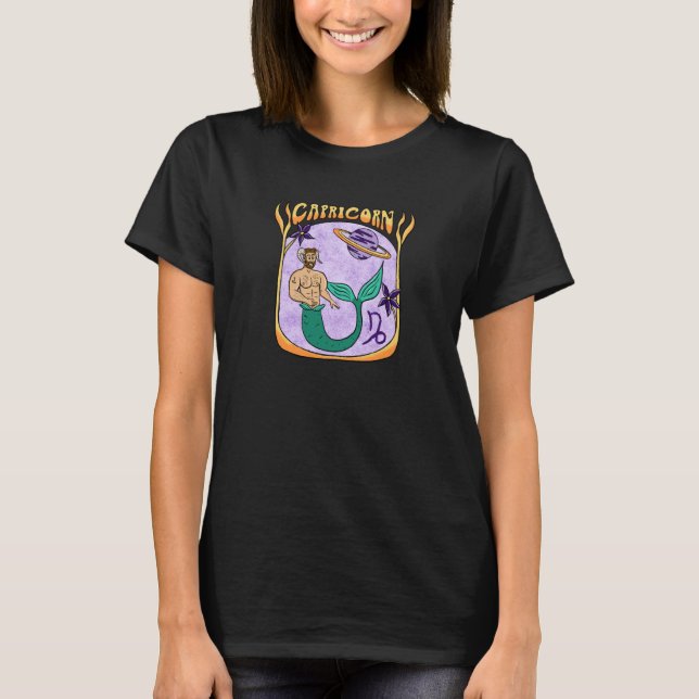 Capricorn Astrological Horoscope Male Pinup T-Shirt (Front)