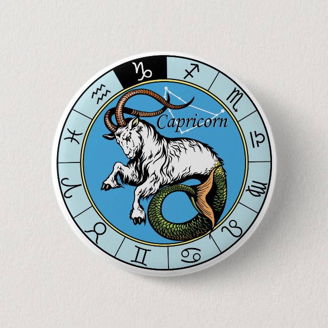 capricorn astrological sign of zodiac button (Front)