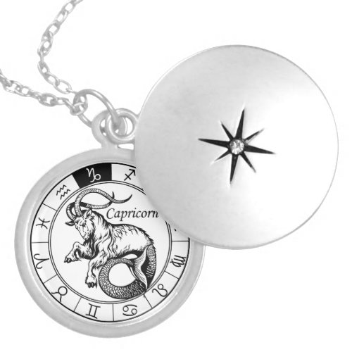 capricorn astrological sign of zodiac locket neckl