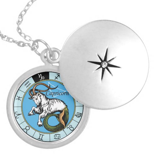 capricorn astrological sign of zodiac locket necklace